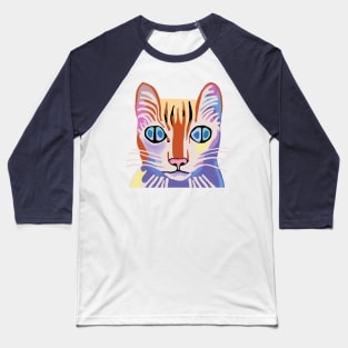 Alien Tabby Cat with Four Pupils Baseball T-Shirt